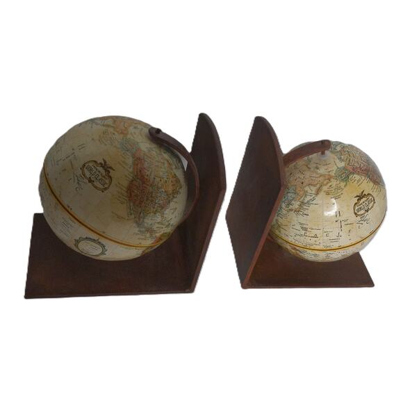 Vintage Replogle World Classic Series World Globe Bookends With Metal Base - Picture 6 of 6